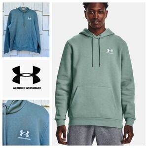 Under Armour Mens Hoodie Pullover‎ Sweatshirt Logo Medium Green Casual
